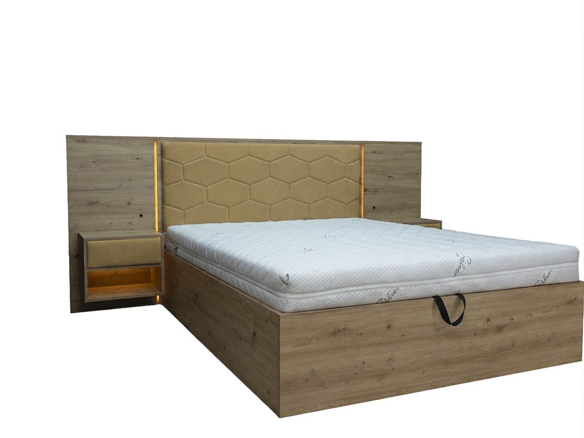 Bed met opbergruimte, ledverlichting en geïntegreerde nachtkastjes PALMERAIE