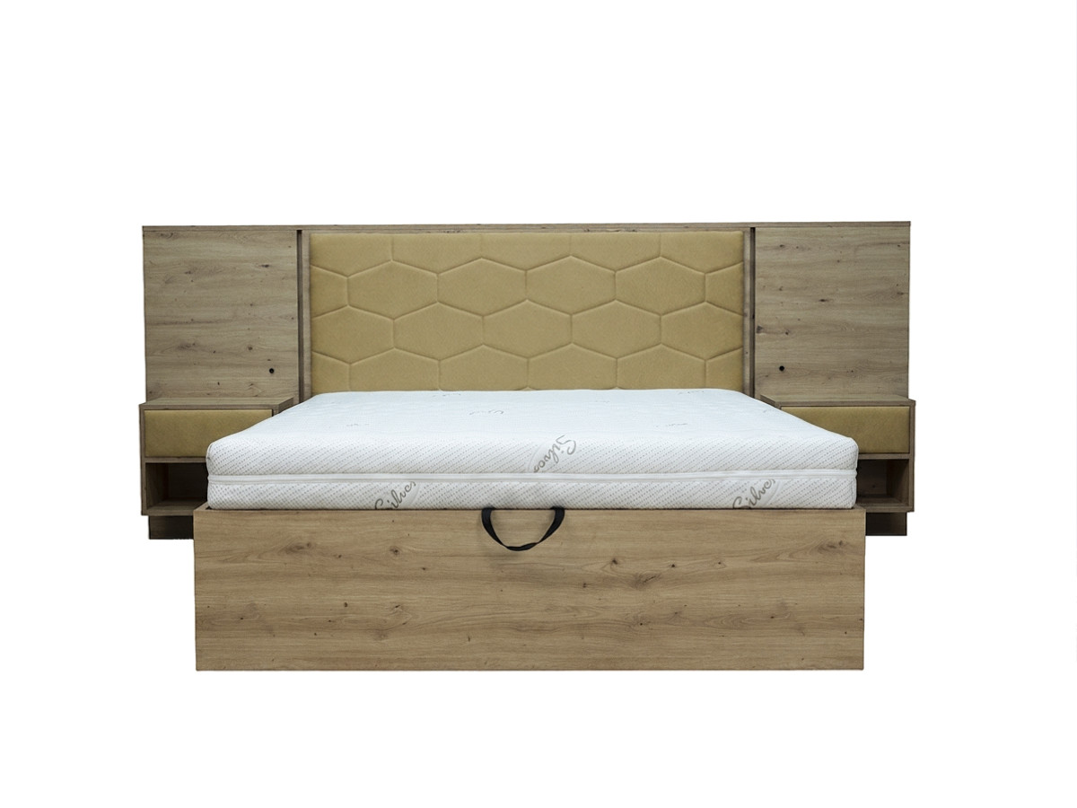 Bed met opbergruimte, ledverlichting en geïntegreerde nachtkastjes PALMERAIE