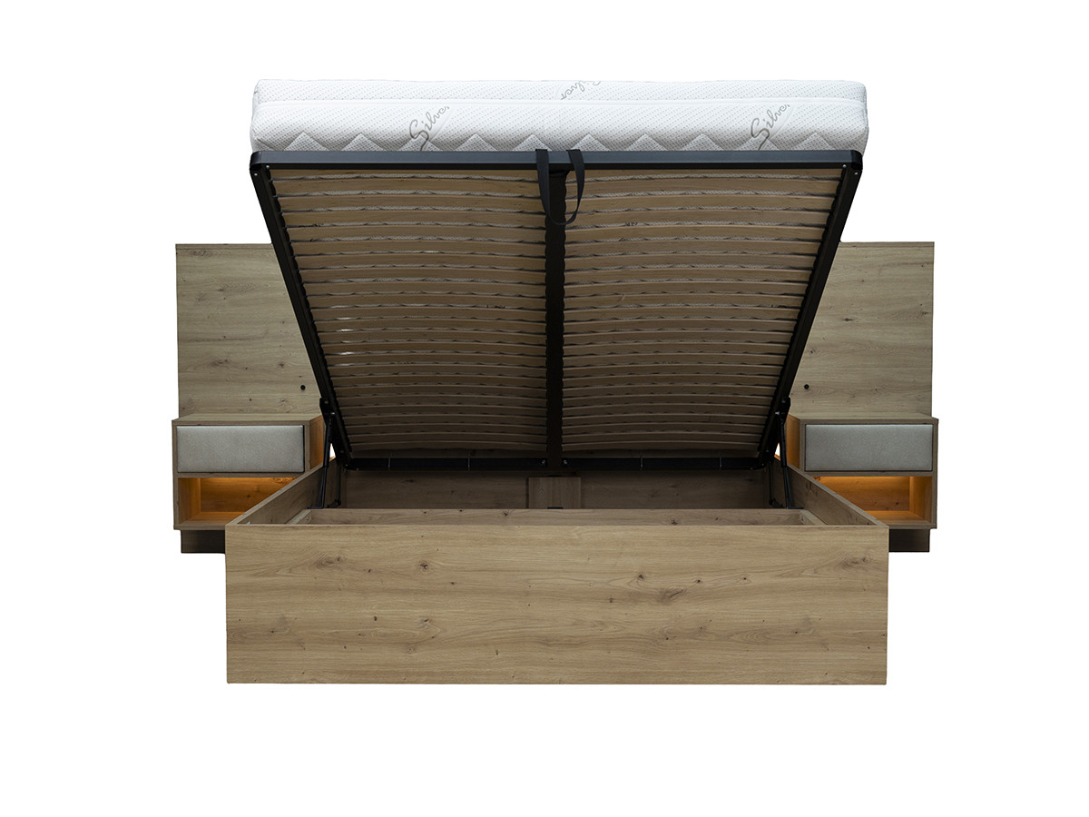 Bed met opbergruimte, ledverlichting en geïntegreerde nachtkastjes PALMERAIE