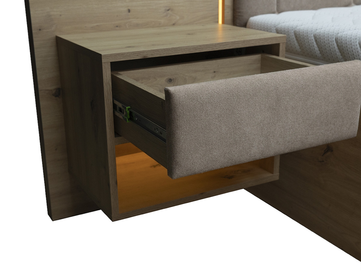 Bed met opbergruimte, ledverlichting en geïntegreerde nachtkastjes PALMERAIE