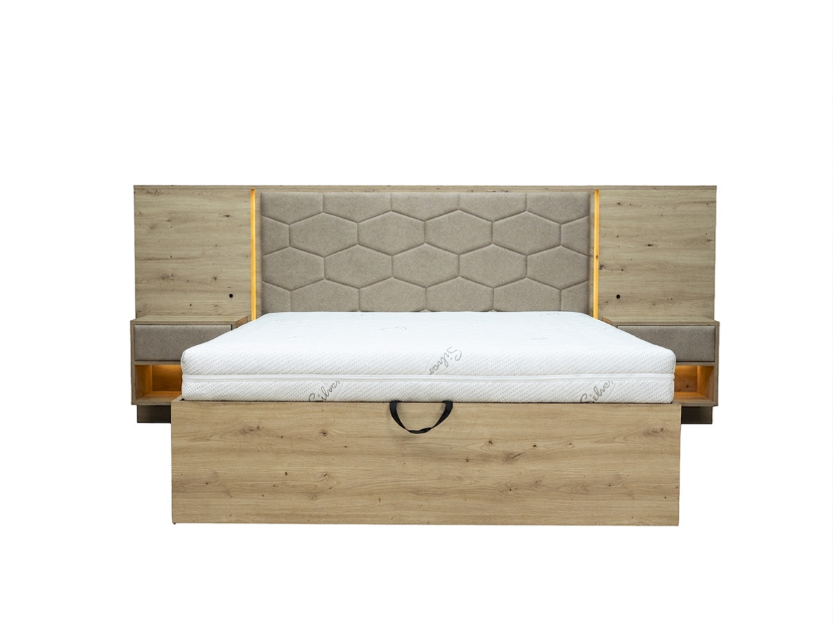Bed met opbergruimte, ledverlichting en geïntegreerde nachtkastjes PALMERAIE