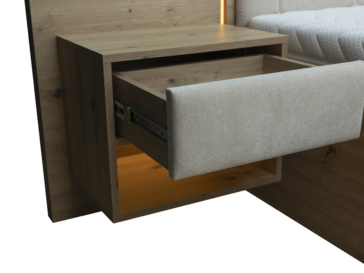 Bed met opbergruimte, ledverlichting en geïntegreerde nachtkastjes PALMERAIE