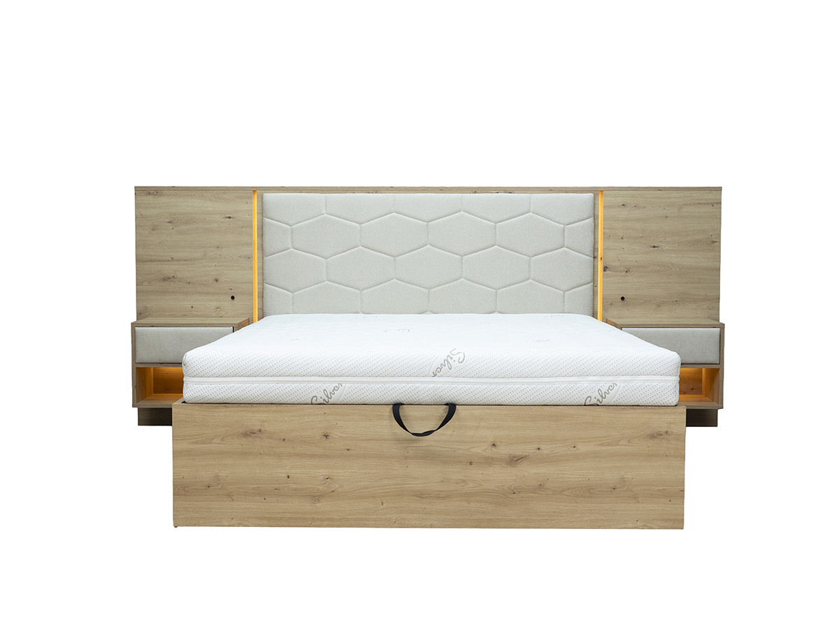 Bed met opbergruimte, ledverlichting en geïntegreerde nachtkastjes PALMERAIE