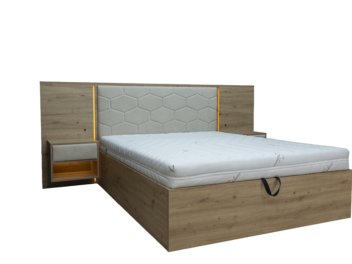 Bed met opbergruimte, ledverlichting en geïntegreerde nachtkastjes PALMERAIE