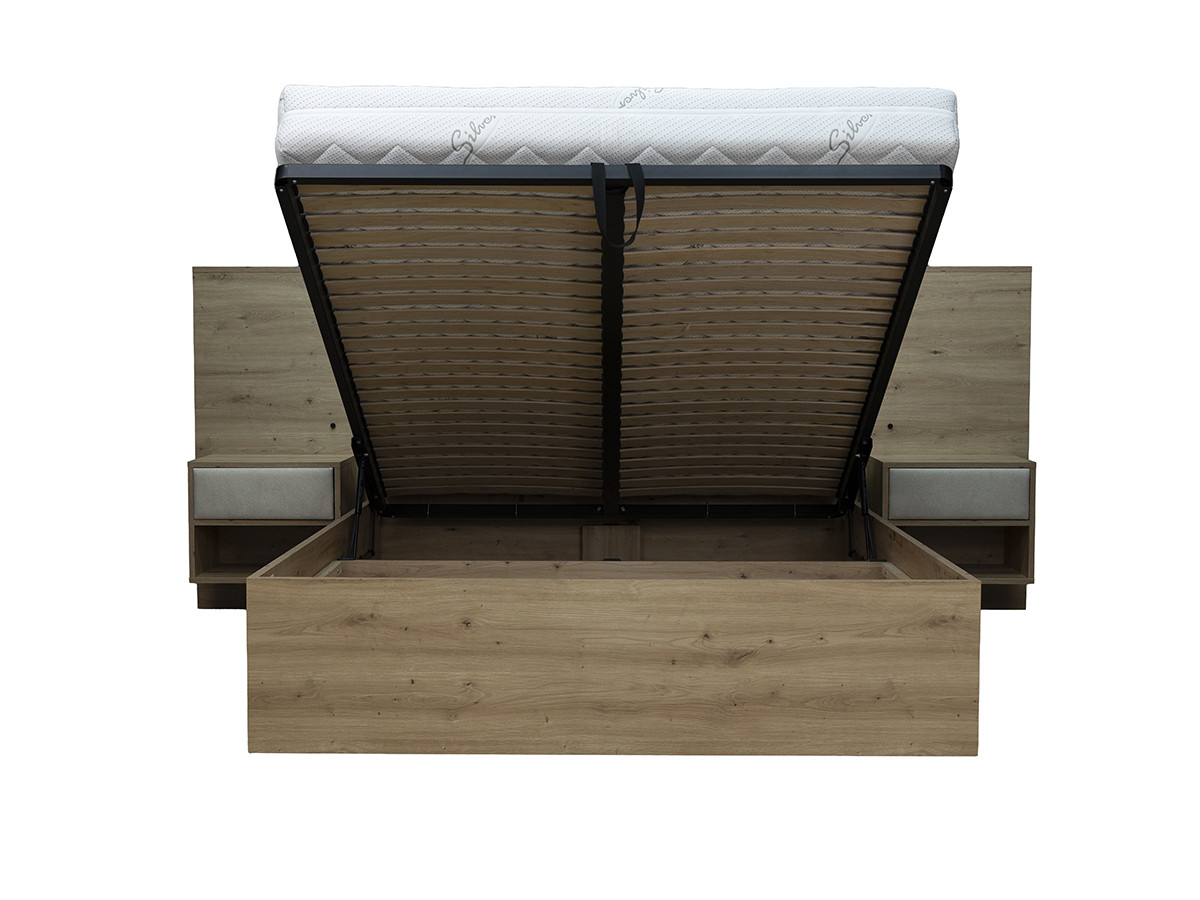 Bed met opbergruimte, ledverlichting en geïntegreerde nachtkastjes PALMERAIE