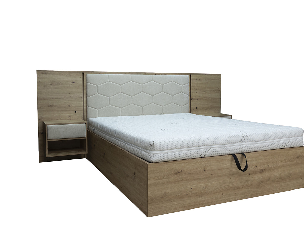 Bed met opbergruimte, ledverlichting en geïntegreerde nachtkastjes PALMERAIE