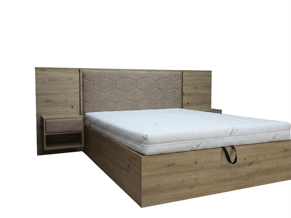 Bed met opbergruimte, ledverlichting en geïntegreerde nachtkastjes PALMERAIE