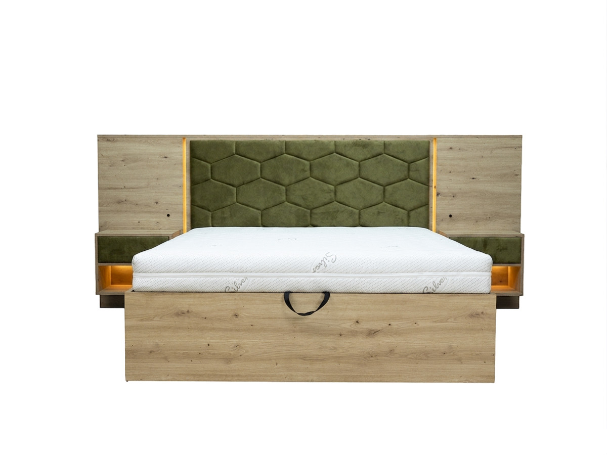 Bed met opbergruimte, ledverlichting en geïntegreerde nachtkastjes PALMERAIE