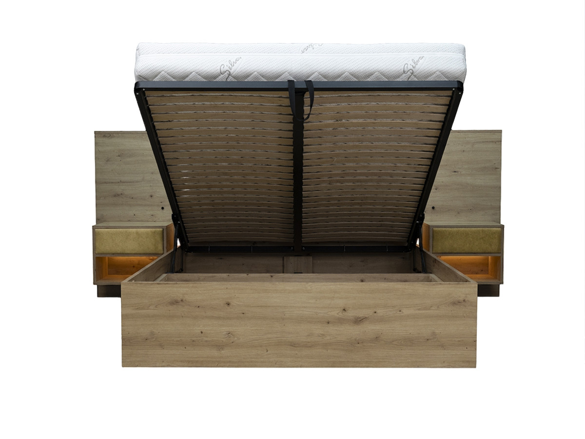 Bed met opbergruimte, ledverlichting en geïntegreerde nachtkastjes PALMERAIE
