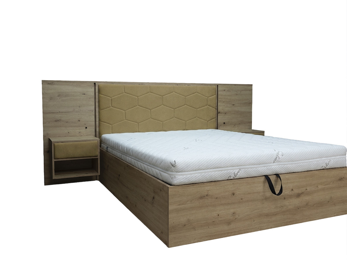 Bed met opbergruimte, ledverlichting en geïntegreerde nachtkastjes PALMERAIE