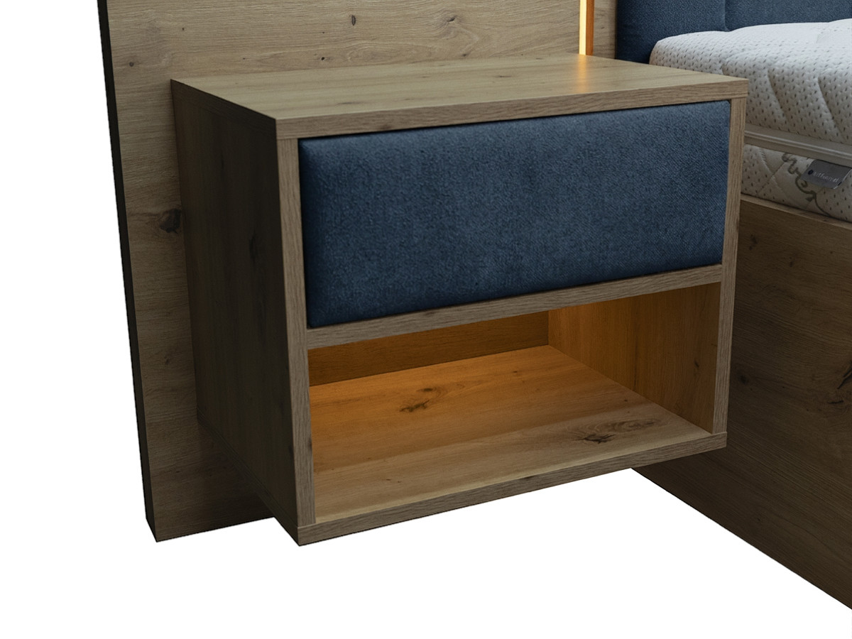 Lit coffre avec leds PALMERAIE et chevets intégrés bleu — vue 6