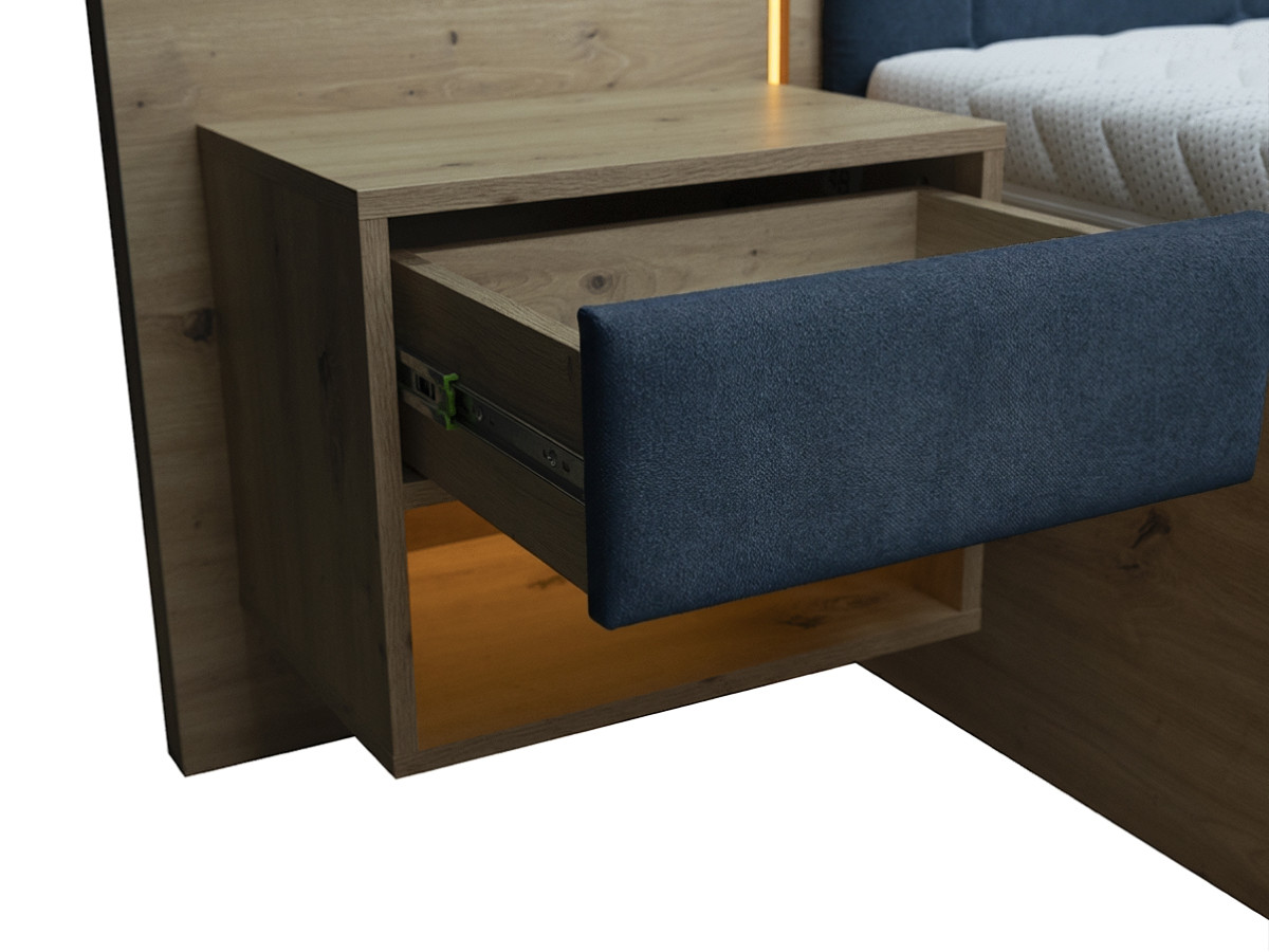 Bed met opbergruimte, ledverlichting en geïntegreerde nachtkastjes PALMERAIE
