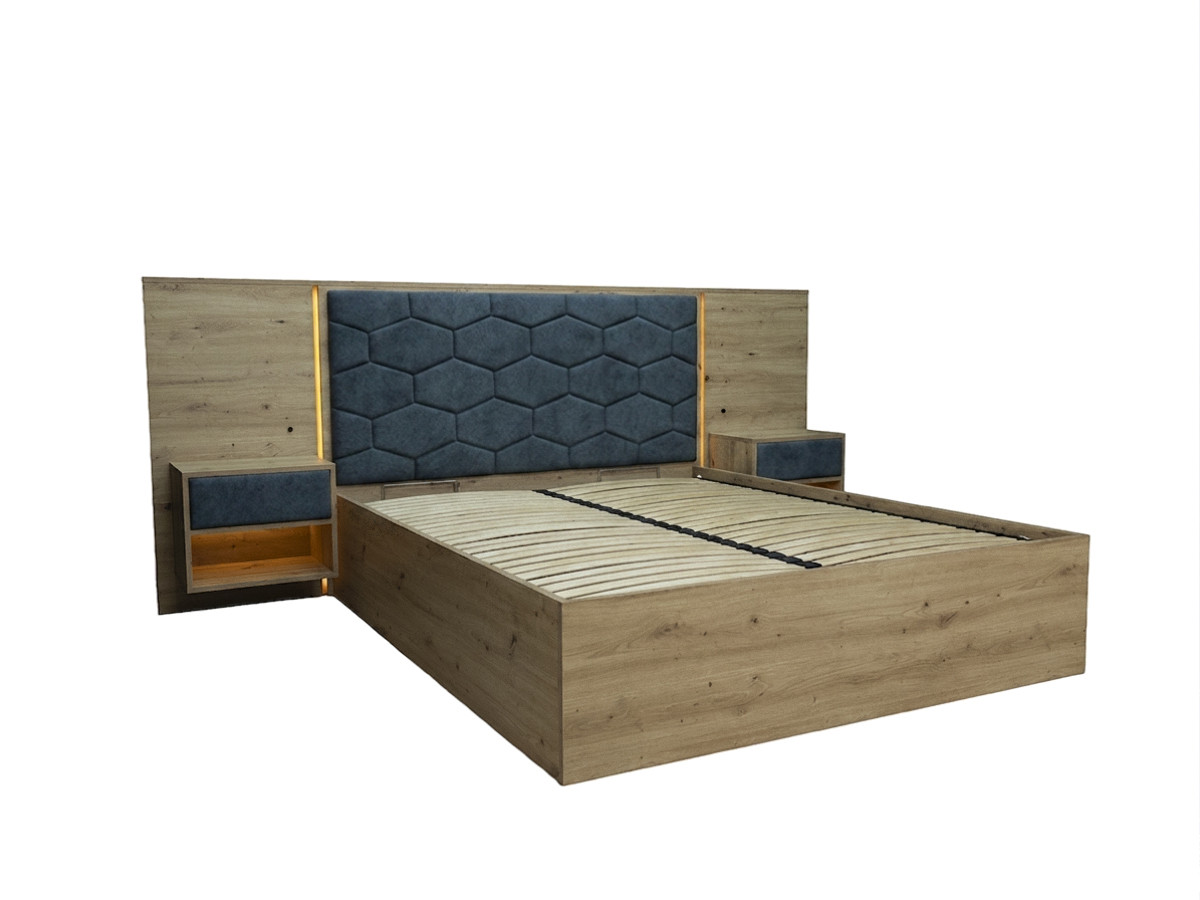 Bed met opbergruimte, ledverlichting en geïntegreerde nachtkastjes PALMERAIE