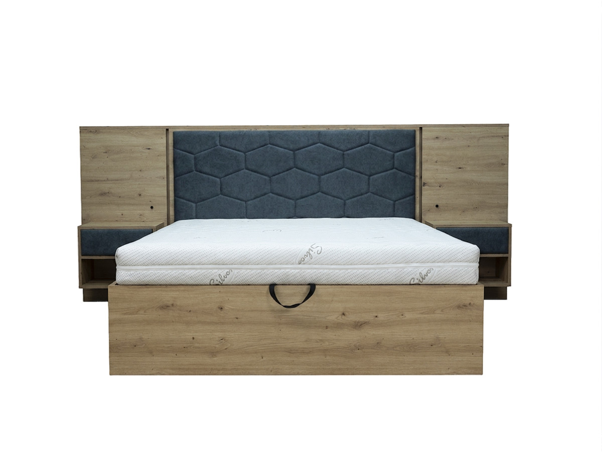Bed met opbergruimte, ledverlichting en geïntegreerde nachtkastjes PALMERAIE