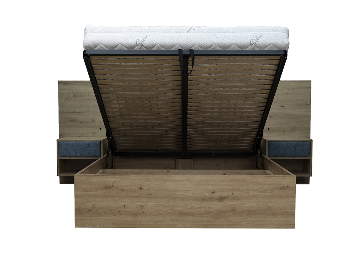 Bed met opbergruimte, ledverlichting en geïntegreerde nachtkastjes PALMERAIE
