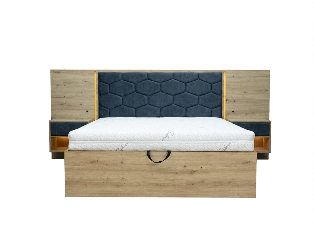 Bed met opbergruimte, ledverlichting en geïntegreerde nachtkastjes PALMERAIE