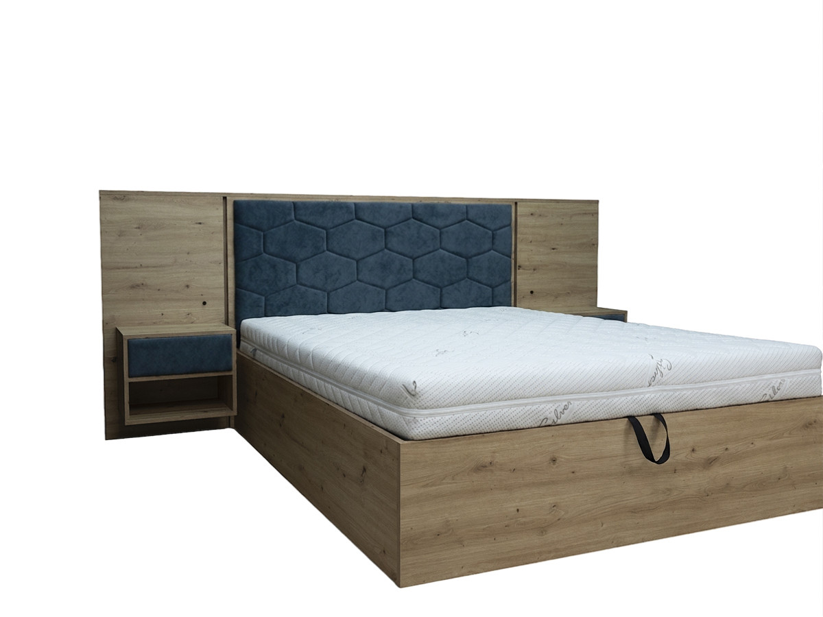 Bed met opbergruimte, ledverlichting en geïntegreerde nachtkastjes PALMERAIE
