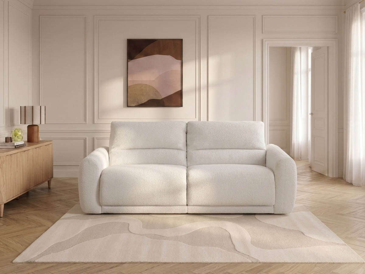 Canapé droit convertible MINORQUE chenille blanc — vue 6