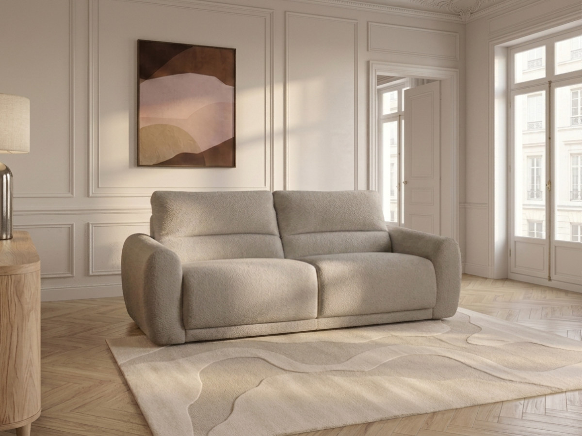 Canapé droit convertible MINORQUE ouverture express tissu  chenille