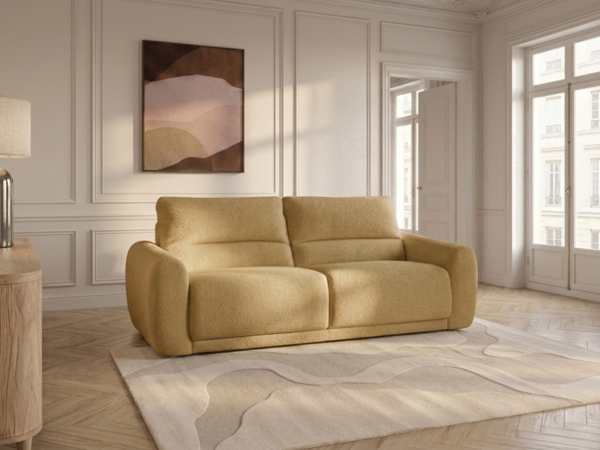 Canapé droit convertible MINORQUE ouverture express tissu  chenille