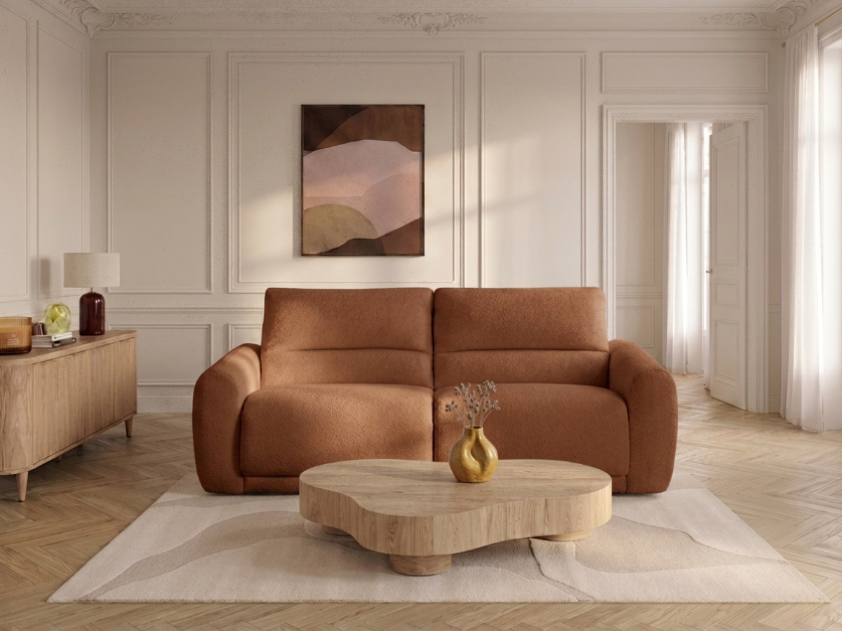 Canapé droit convertible MINORQUE ouverture express tissu  chenille