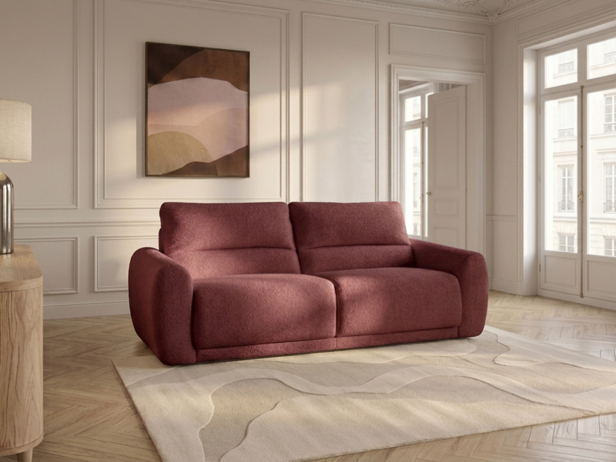 Canapé droit convertible MINORQUE ouverture express tissu  chenille