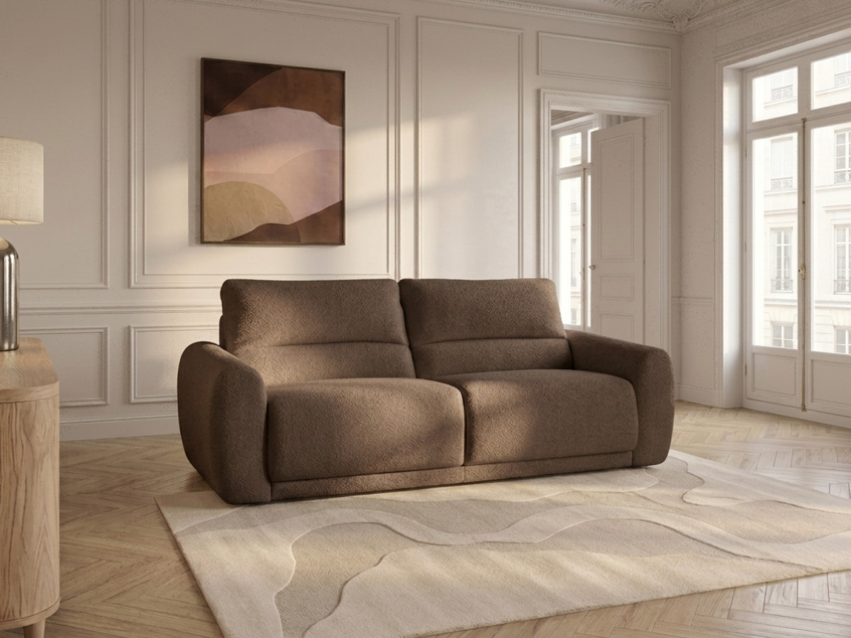Canapé droit convertible MINORQUE ouverture express tissu  chenille