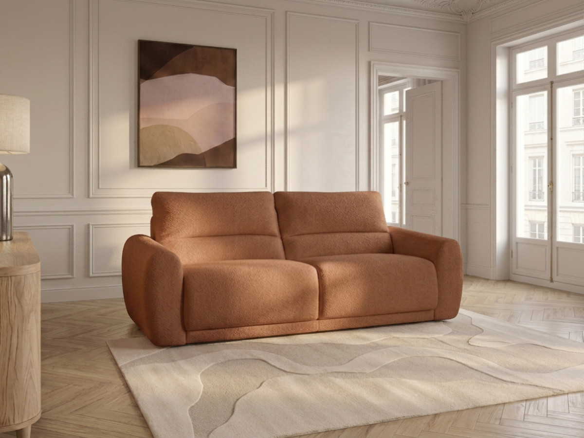 Canapé droit convertible MINORQUE ouverture express tissu  chenille