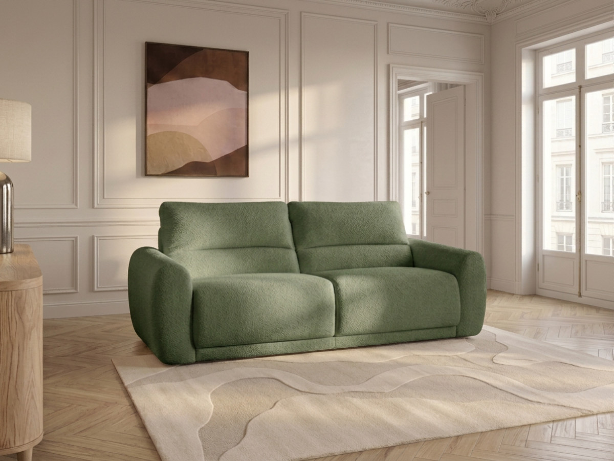 Canapé droit convertible MINORQUE ouverture express tissu  chenille