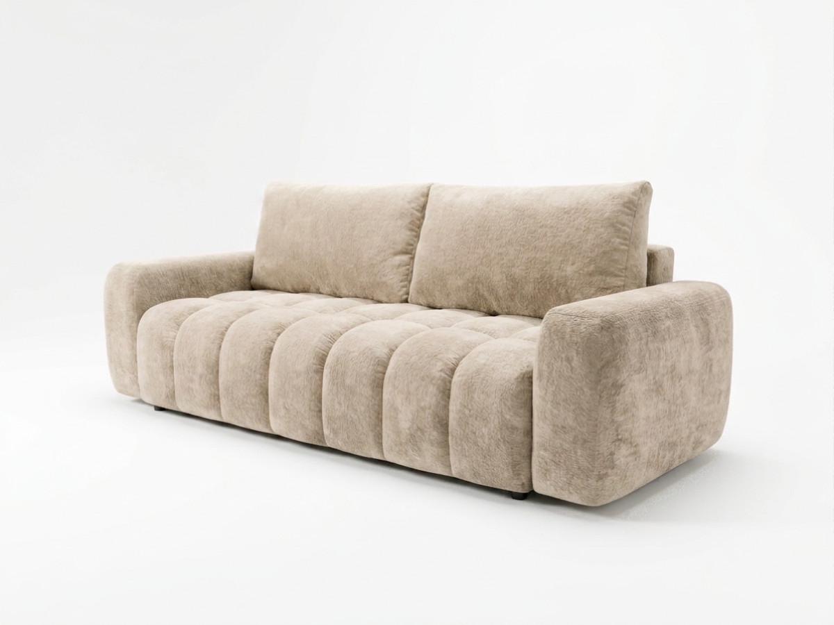 Canapé 3 places convertible JULES tissu lisse