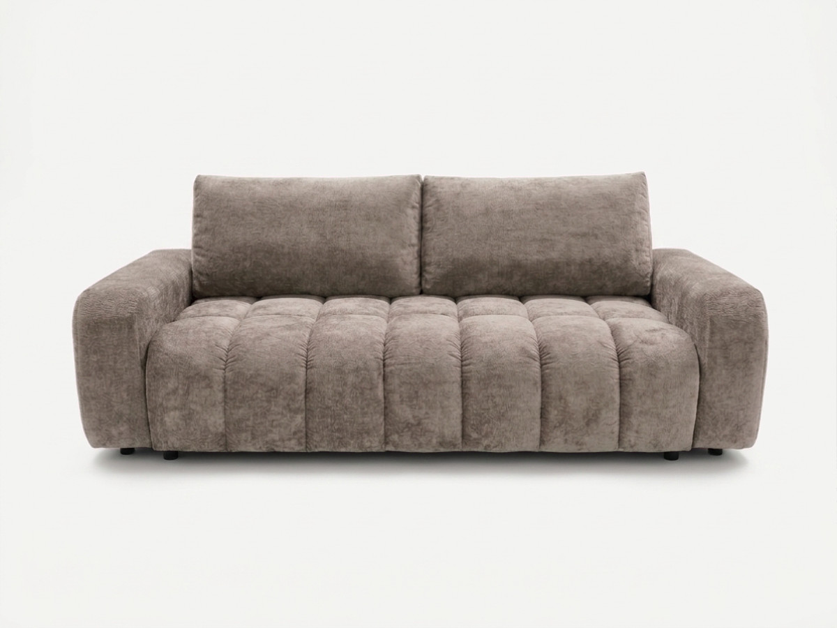 canapé 3 places convertible jules tissu lisse de couleur taupe