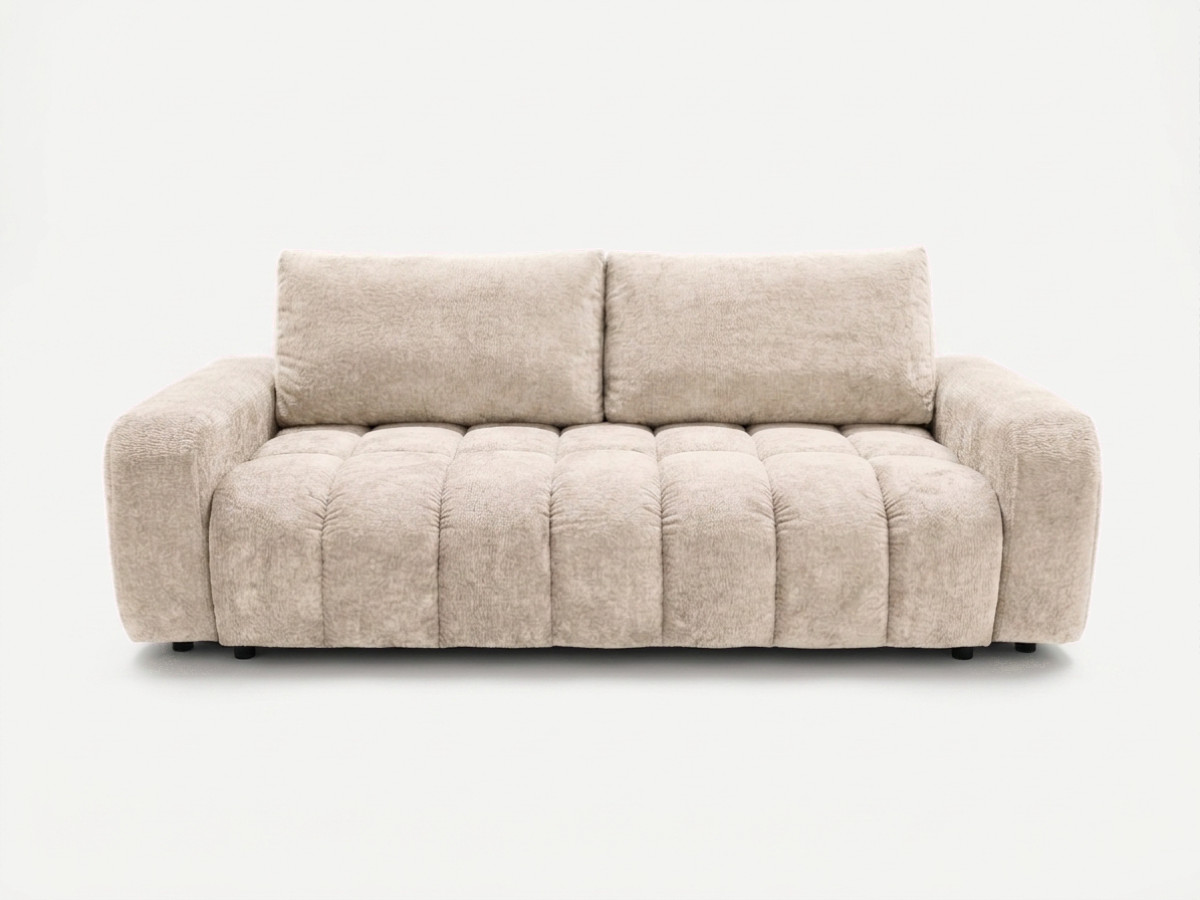 canapé 3 places convertible jules tissu lisse de couleur beige