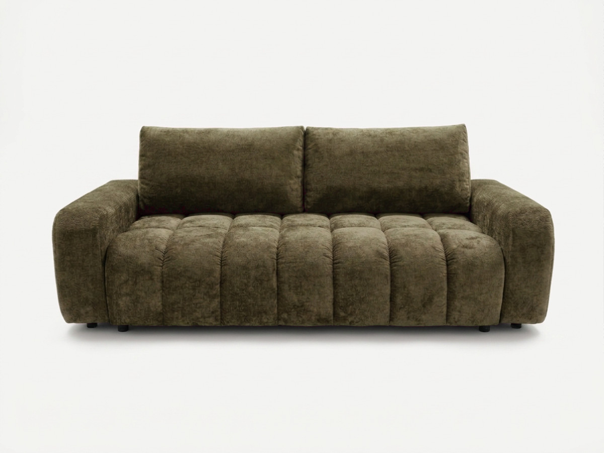 canapé 3 places convertible jules tissu lisse de couleur vert