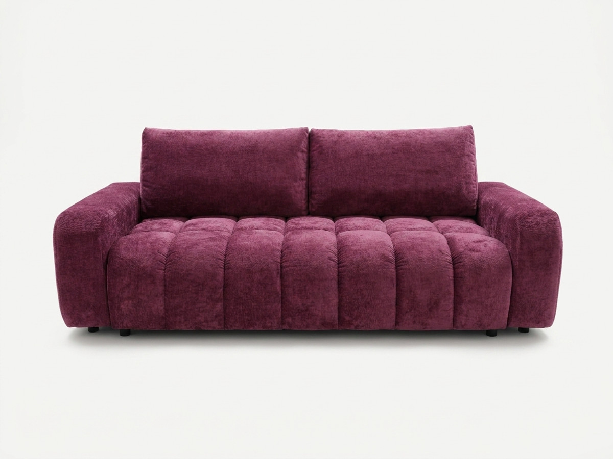 canapé 3 places convertible jules tissu lisse de couleur rouge