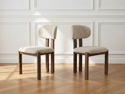 Lot de 2 chaises VALENTINE hêtre massif et tissu texturé