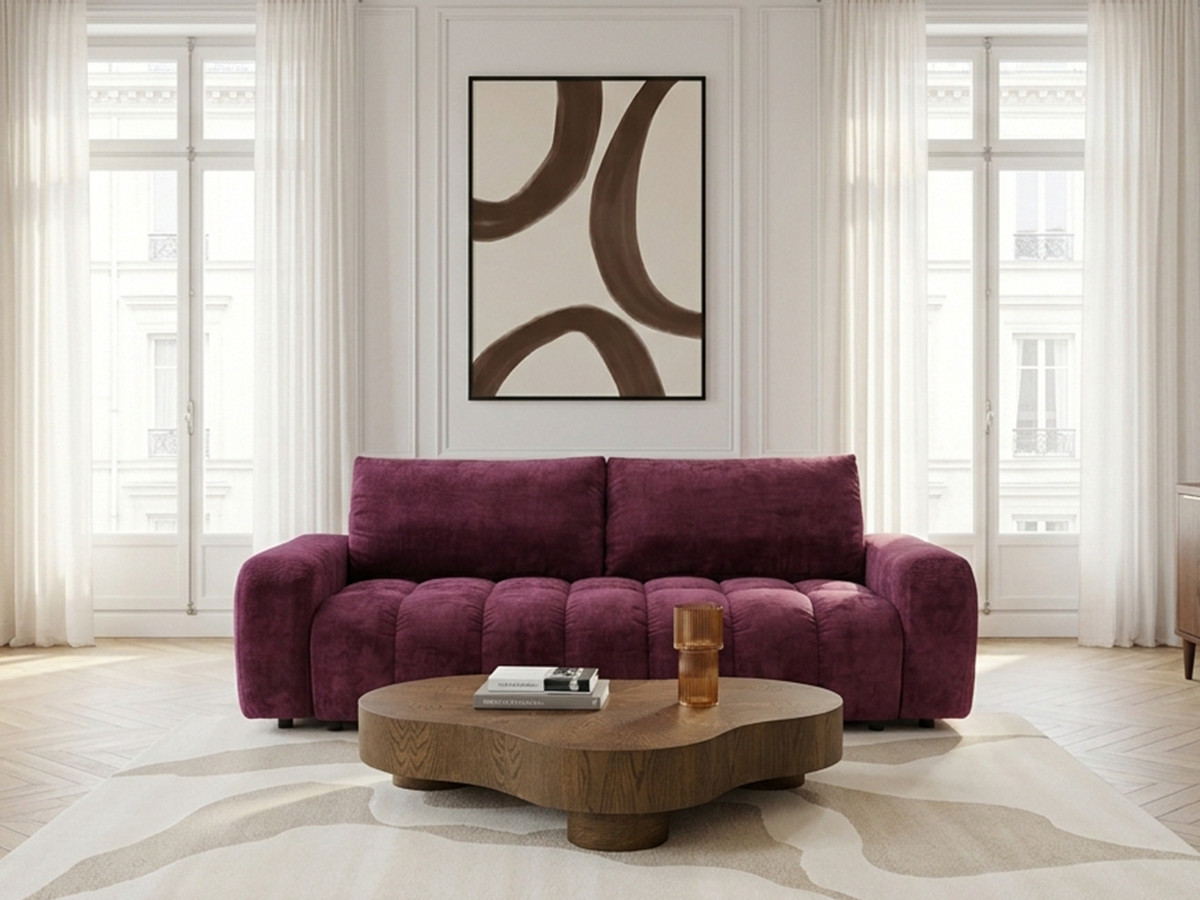 Canapé 3 places convertible JULES tissu lisse
