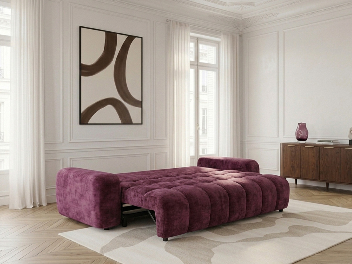 Canapé 3 places convertible JULES tissu lisse