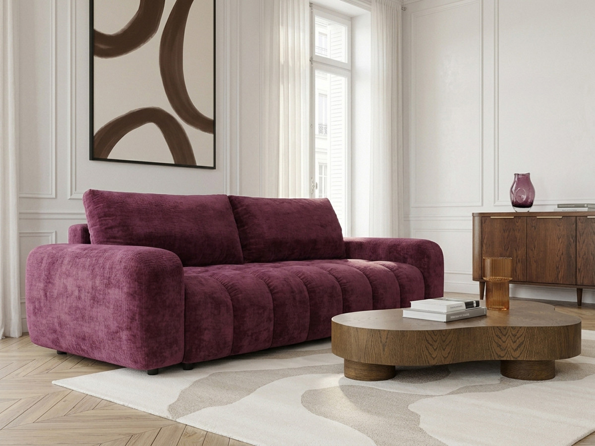Canapé 3 places convertible JULES tissu lisse