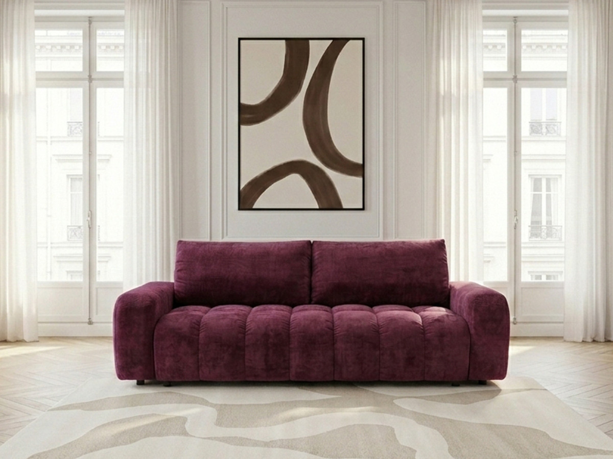 Canapé 3 places convertible JULES tissu lisse