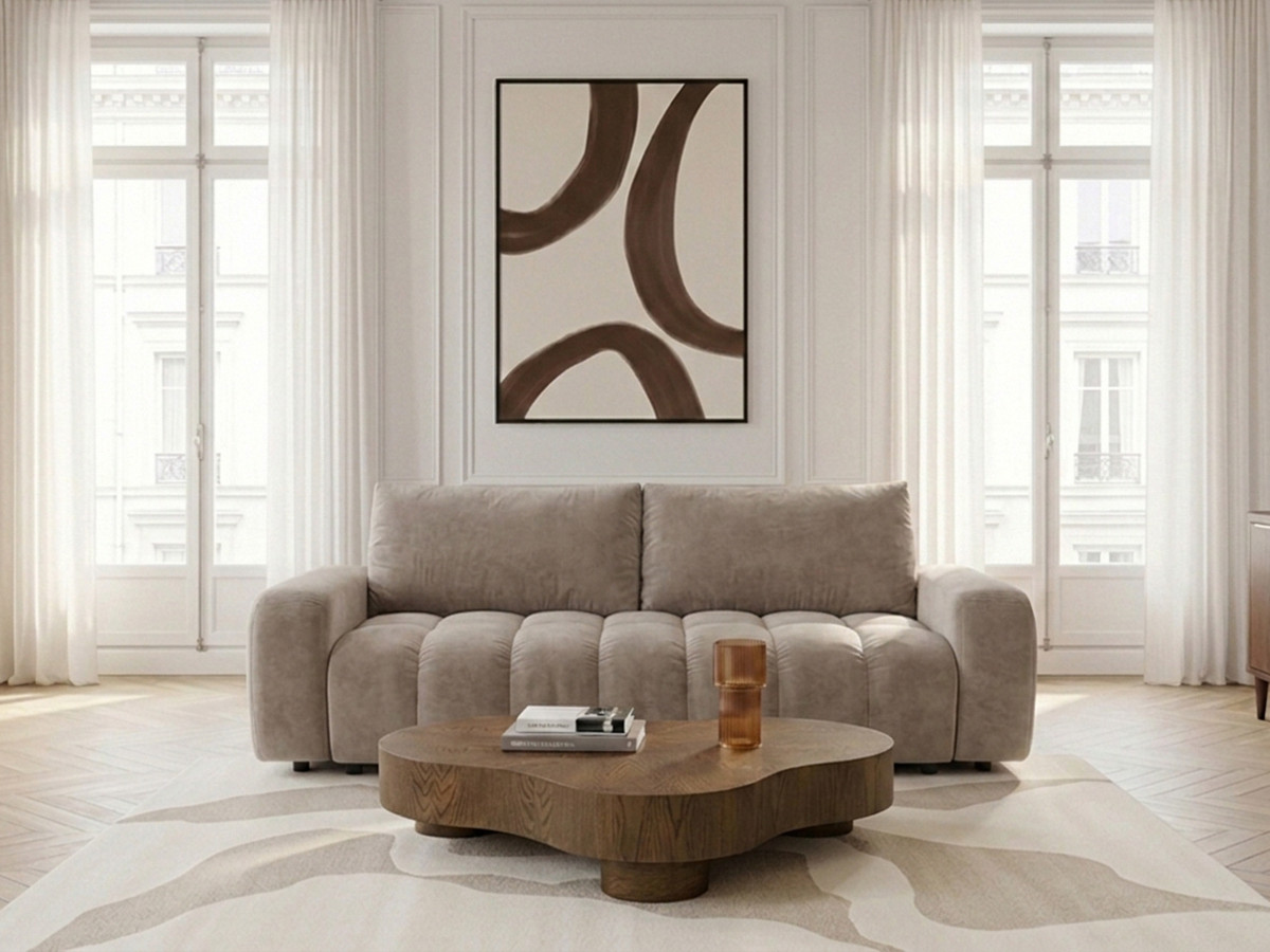 Canapé 3 places convertible JULES tissu lisse
