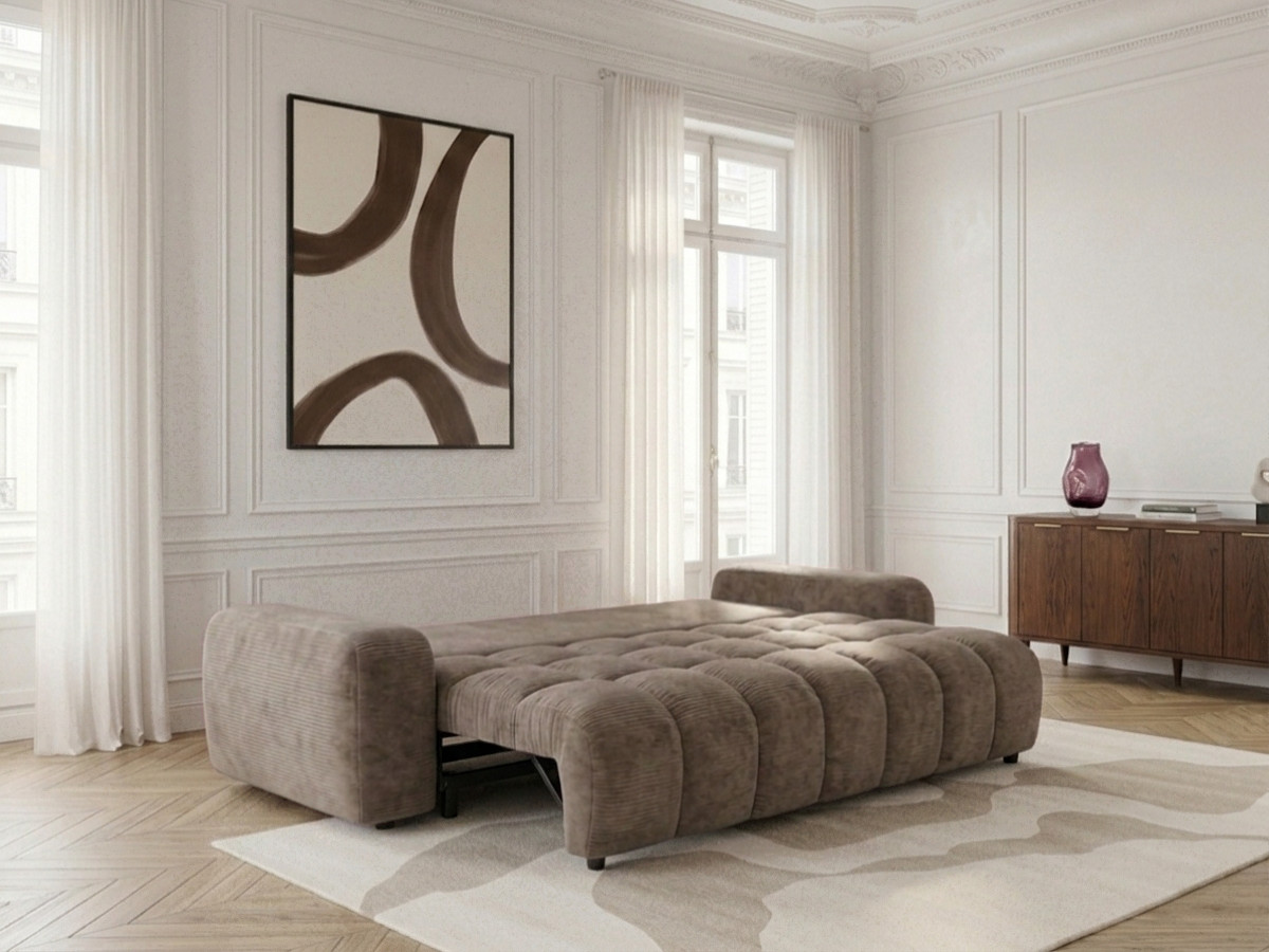 Canapé 3 places convertible JULES tissu lisse