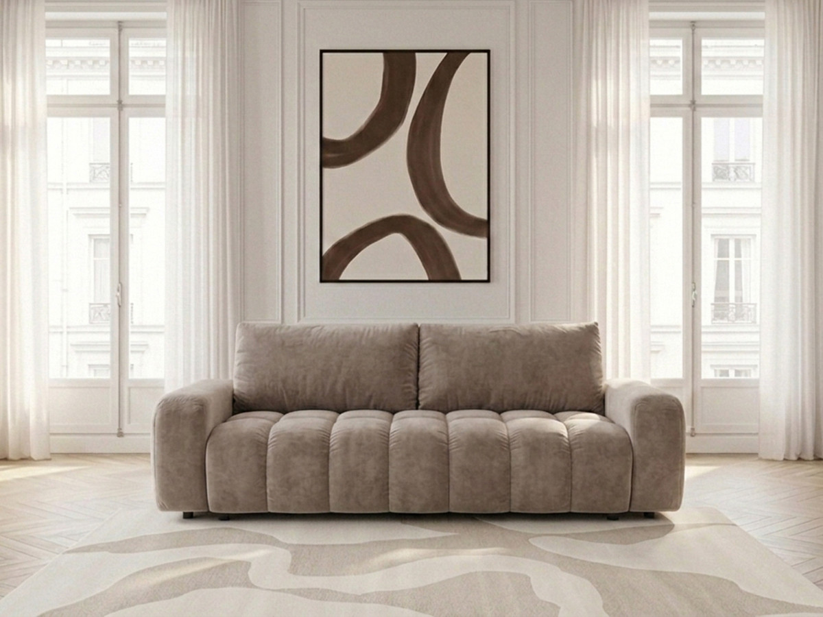 Canapé 3 places convertible JULES tissu lisse