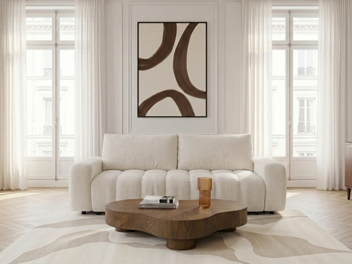 Canapé 3 places convertible JULES tissu lisse