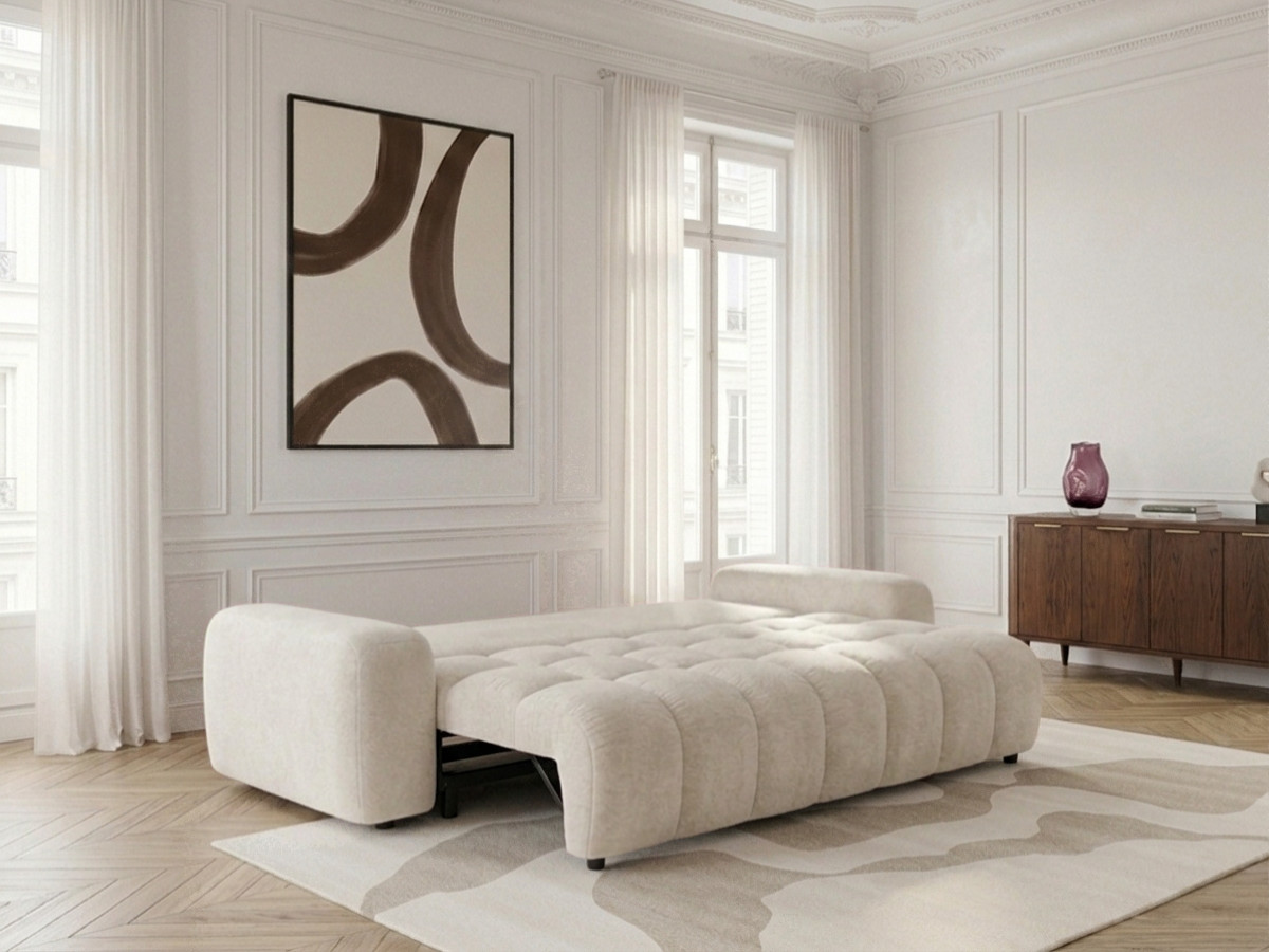 Canapé 3 places convertible JULES tissu lisse