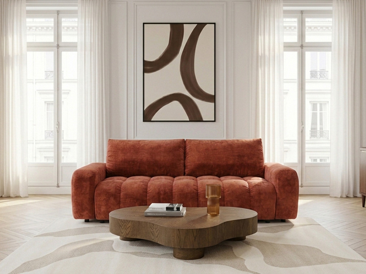 Canapé 3 places convertible JULES tissu lisse