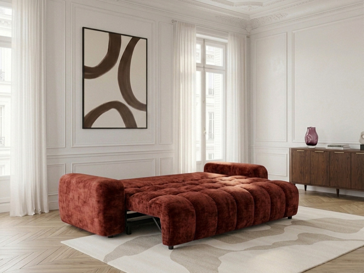Canapé 3 places convertible JULES tissu lisse