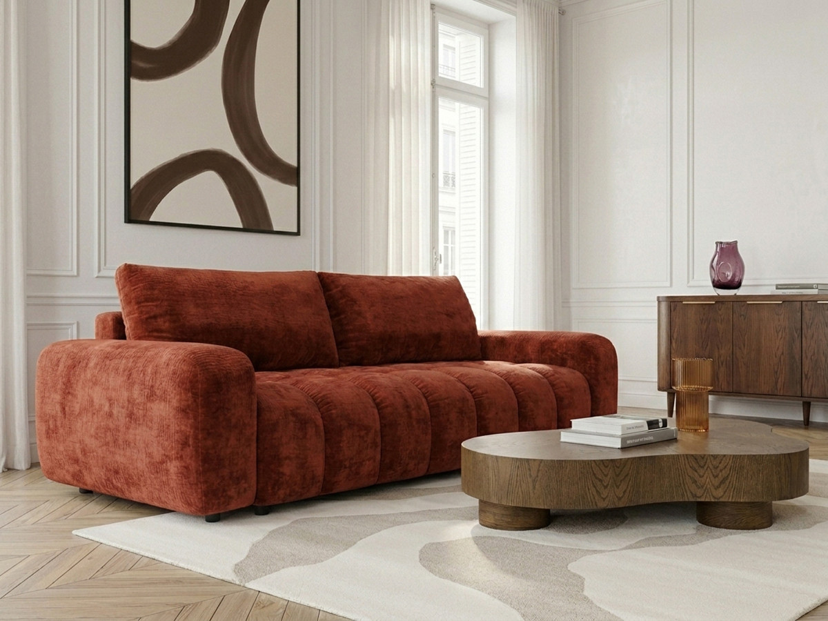 Canapé 3 places convertible JULES tissu lisse