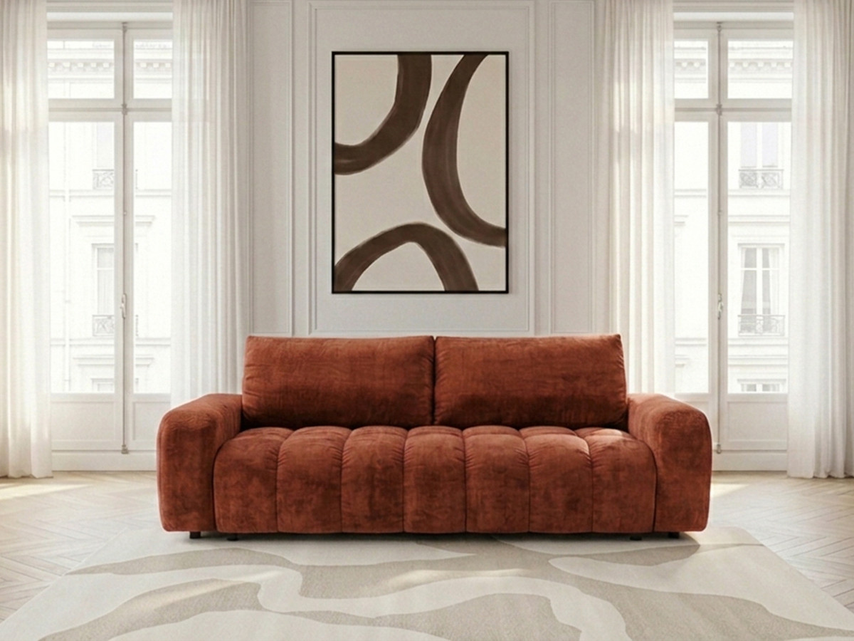 Canapé 3 places convertible JULES tissu lisse