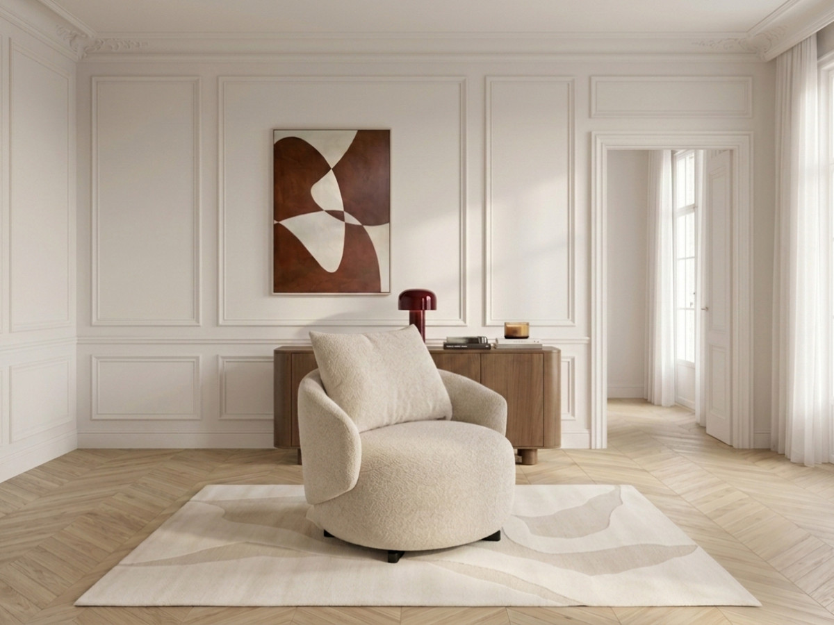 Fauteuil pivotant LEXIE chiné beige — vue 6