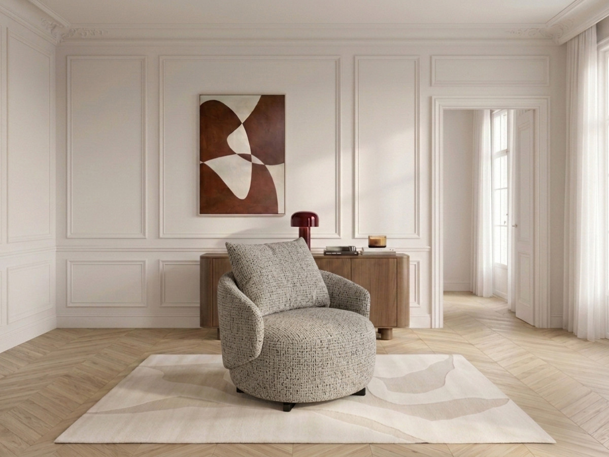 Fauteuil pivotant LEXIE chiné taupe — vue 6
